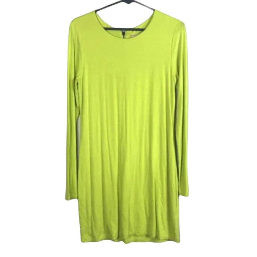 Lily Aldridge x Velvet M Shift Dress lime Green Long Sleeve Round Neck Womens